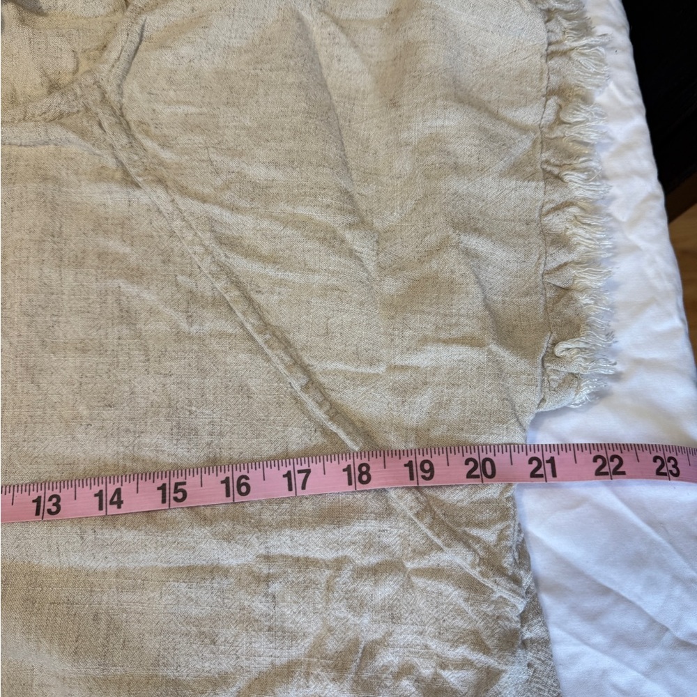 Umgee USA Linen Beige Cotton Blend Fringe Sleeve Tie Front Top Size XL - Picture 6 of 6